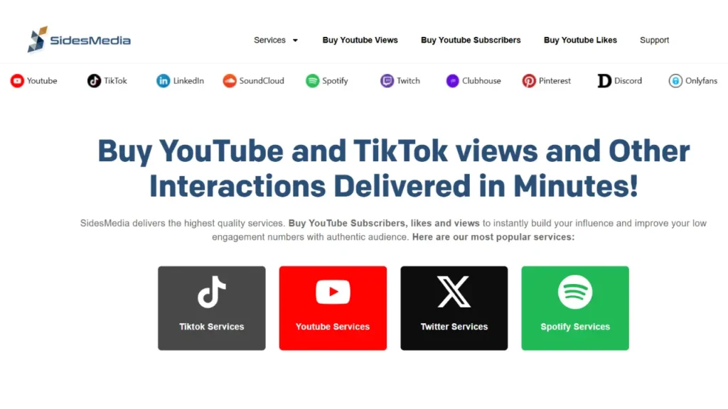 Boost your online presence with SidesMedia — the trusted platform to buy YouTube views, TikTok likes, and subscribers. Get fast delivery and real engagement for your social media growth
