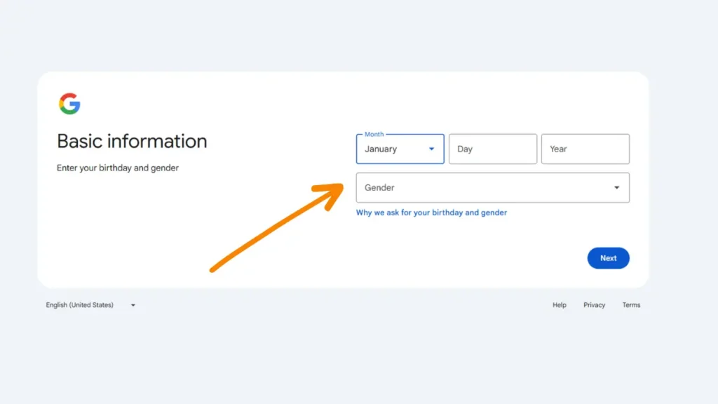 Put some basic information while creating Google account