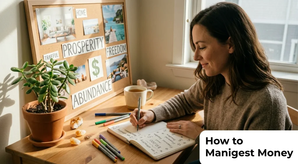 How to manifest money through visualization, affirmations, and a money manifestation vision board.